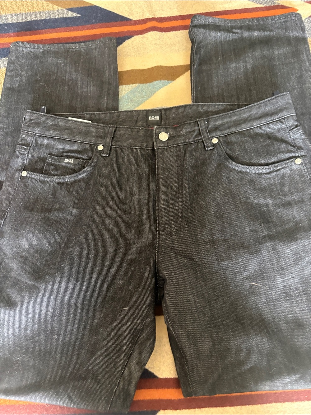 BOSS Straight Leg Jeans in Black Wash